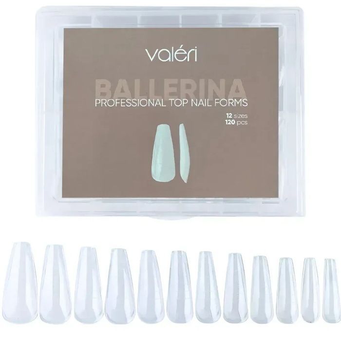 Верхні форми для нарощування Valeri Top Nail Forms (120 шт) балерина 1260 фото
