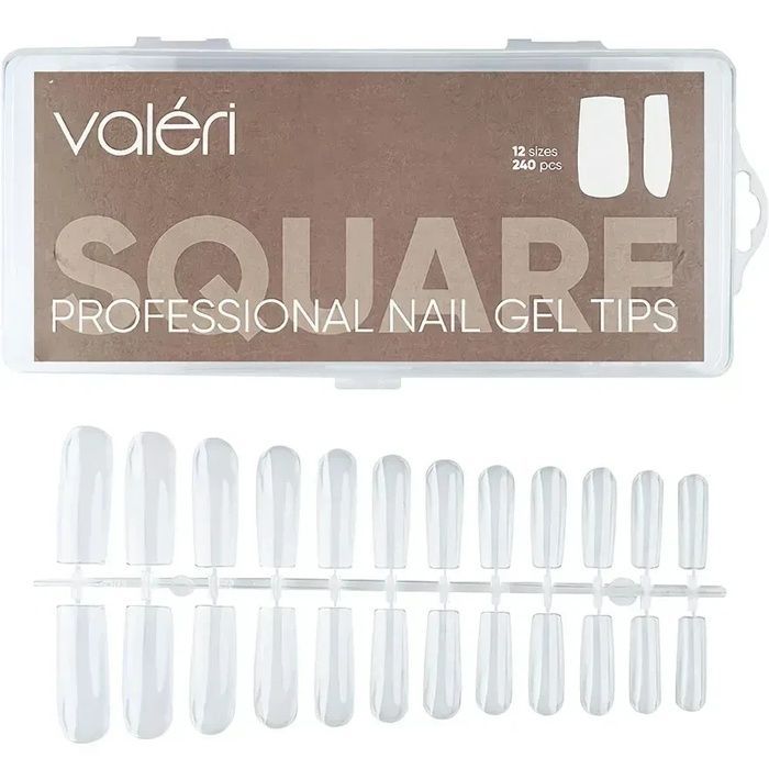 Гелеві тіпси для нарощування Valeri Nail Gel Tips (240шт) квадрат 1264 фото